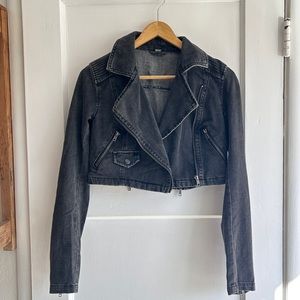 Free people cropped denim moto jacket